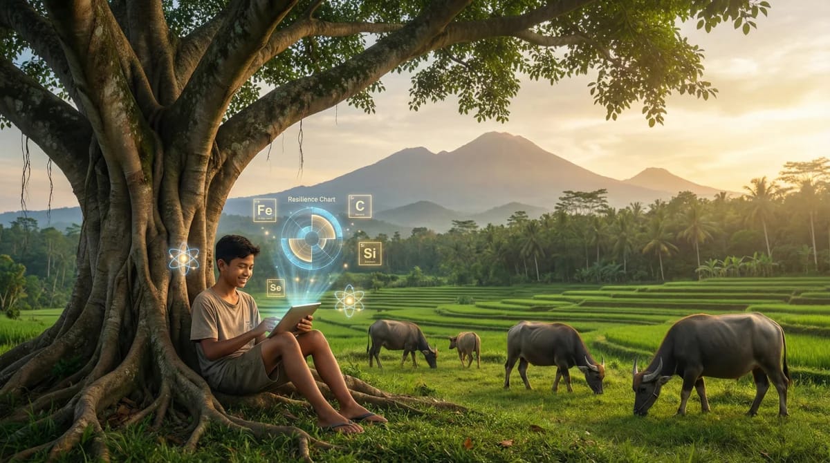 Anak gembala modern, menggembala ternak sambil terkoneksi untuk belajar.